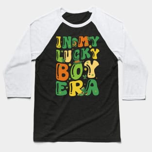 In My Lucky Boy Era Funny Saint Patricks Day Shamrock Groovy Baseball T-Shirt